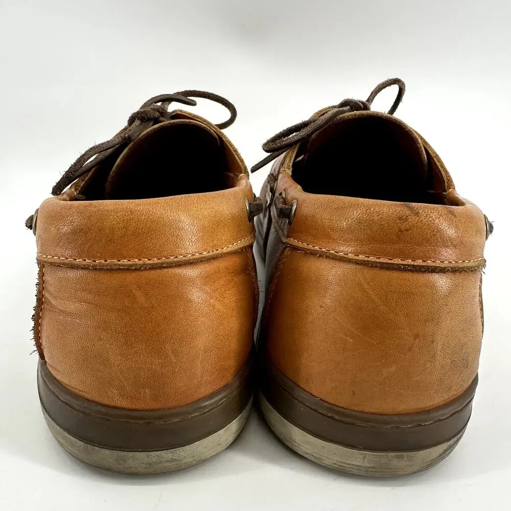 Allen Edmonds Eastport Boat Shoes Leather Slip On Lace Up Casual Tan 12EEE